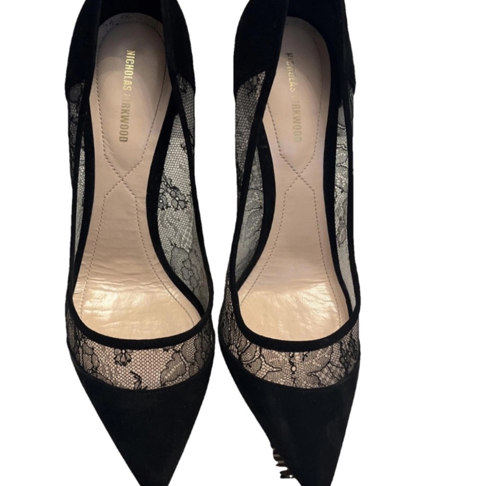 Nicholas Kirkwood Black Suede Heel. Sz 41  UK 8 $275